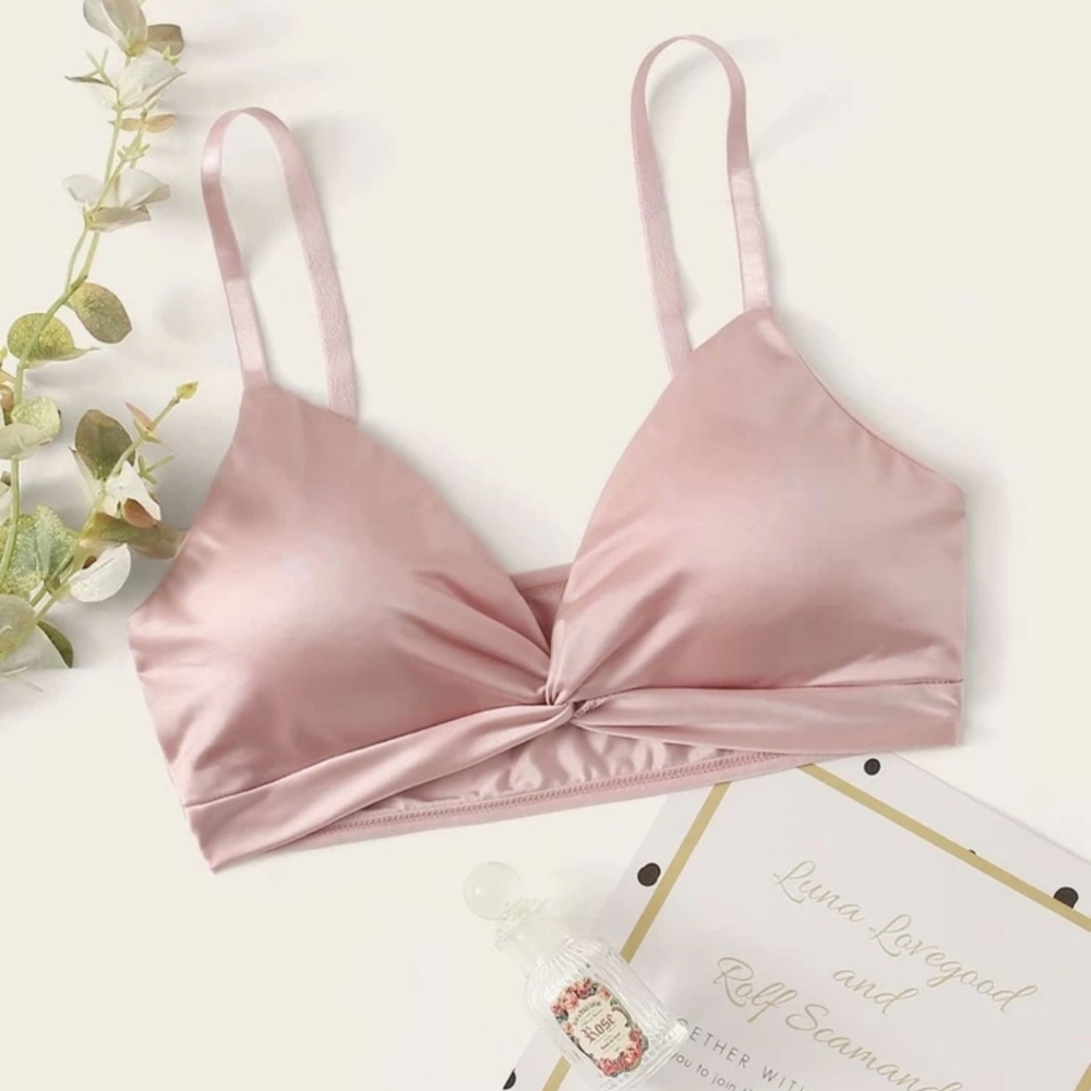 Pink Twist Satin Bra